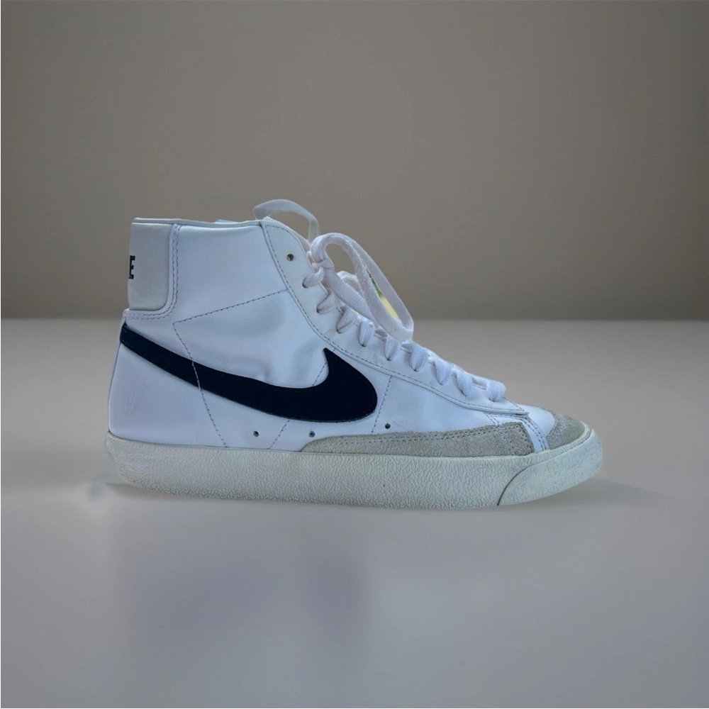 Nike White and Blue High-Top Sneakers